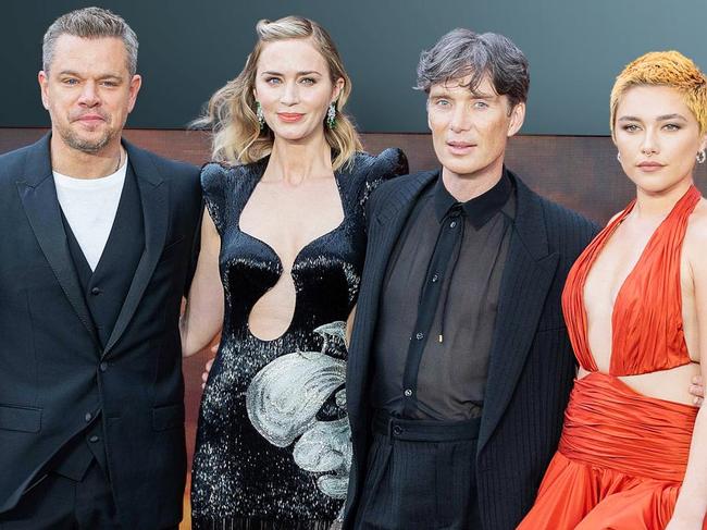 Matt Damon, Emily Blunt, Cillian Murphy and Florence Pugh at the Oppenheimer UK premiere. Picture: The Times