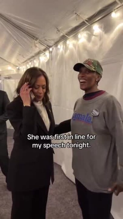 Kamala Harris Hugs Woman Who Was First in Line at DC Rally