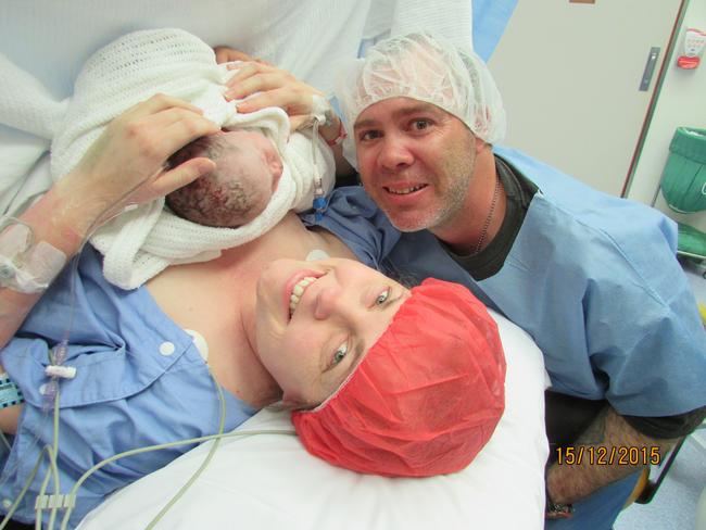 Laurie and Chris McDonnell after their son Sam’s birth in December, 2015.