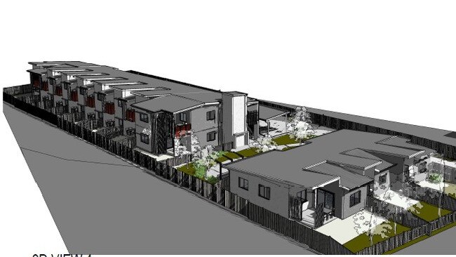 An artist’s concept drawings of how a new 19-unit social housing project in Newtown may look.