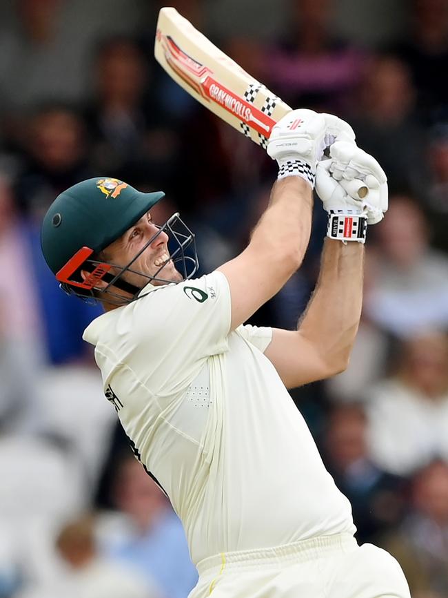 Mitchell Marsh smashes a six during his brilliant innings at Headingley. Picture: Getty Images