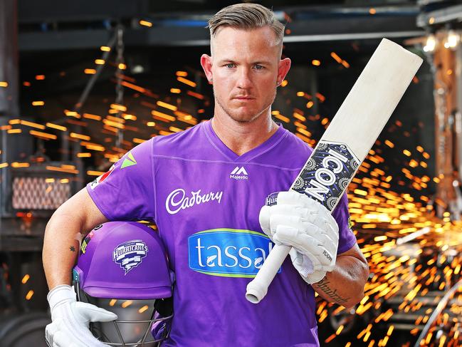 Hobart Hurricanes batsman D'Arcy Short photographed at Tasmanian blacksmith Pete Mattila's studio in Battery Point ahead of the Hurricanes BBL09 finals match against the Sydney Thunder at Blundstone Arena. Picture: Zak Simmonds