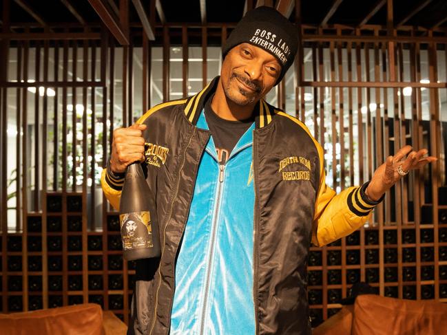 Snoop Dogg meets with Treasury Wine Estates CEO Tim Ford on Friday 3rd March, 2023. Snoop Dogg visited the offices of Treasury Wine Estates to meet the CEO and talk about the Treasury wine he represents, 19 Crimes. Picture: Supplied