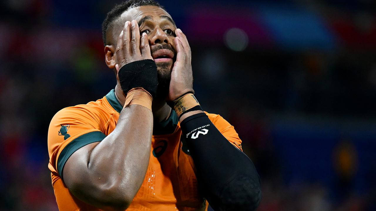 Samu Kerevi reacts after the loss. Picture: Hannah Peters/Getty Images