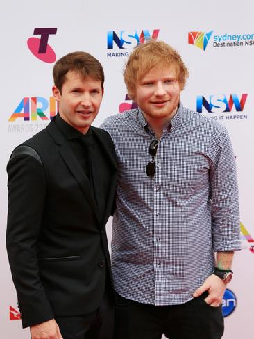 James Blunt and Ed Sheeran at the 2015 ARIA Awards. Picture: Christian Gilles