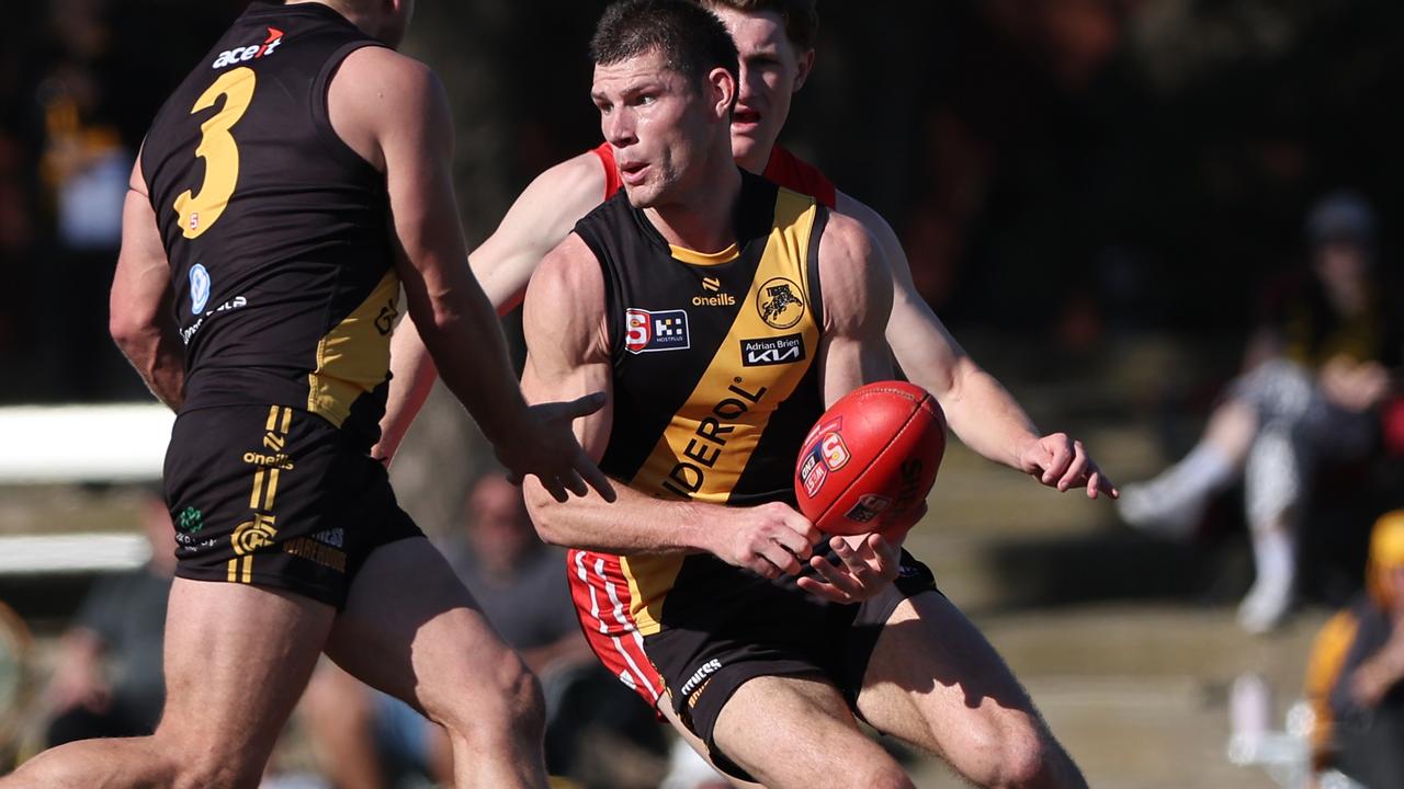 Glenelg’s Matthew Allen in action against North Adelaide in Round 17. Picture: David Mariuz/SANFL