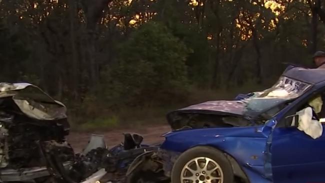 The head on crash on Miva Road at Gunalda, near Gympie. Photo: Seven News