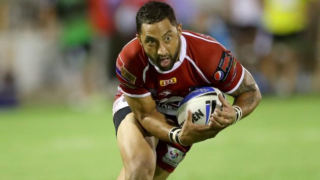 Benji Marshall playing his first Intrust Super Cup game for Redcliffe against Townsville. Pic Darren England.