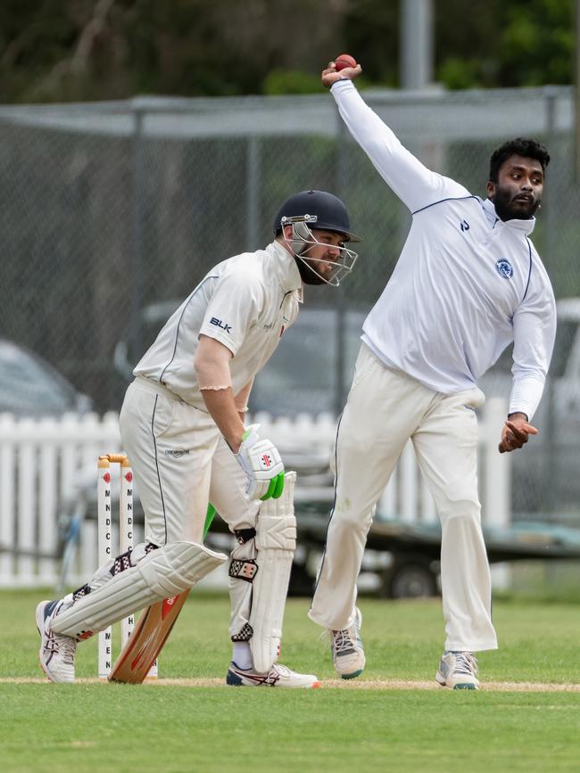 Broadbeach Robina's Dhanushka Mitipolarachchi in action against Mudgeeraba Nerang on Saturday. Picture: KPM Sports Images