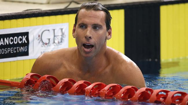 Grant Hackett finishes his career in the 200 freestyle in 2016. Picture Dean Martin