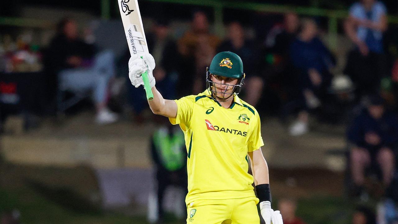 Marnus Labuschagne celebrates after scoring a half-century. Picture: Phill Magakoe / AFP