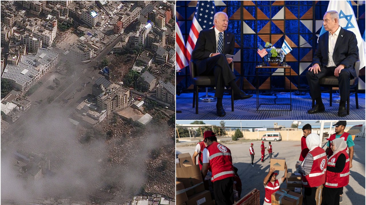 Джо Байден просит Израиль не повторять тех же ошибок, которые США совершили после террористических атак 11 сентября, поскольку первые спутниковые снимки показывают последствия взрыва больницы в секторе Газа.