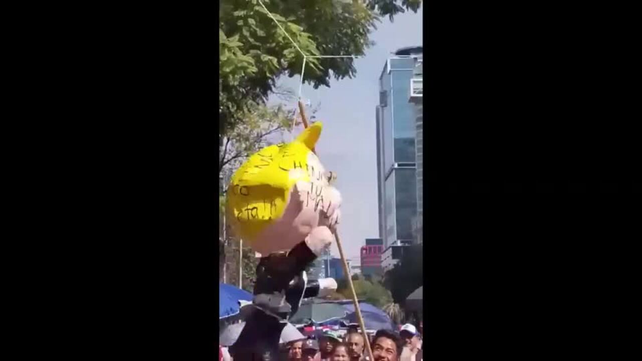 Trump Pinata Beaten and Burned Near US Embassy in Mexico City ...