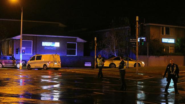 Police block Bay St. Picture: Tim Carrafa