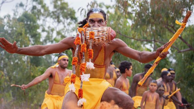 A dancer during the opening ceremony of Garma Festival 2019. Picture: Teagan Glenane