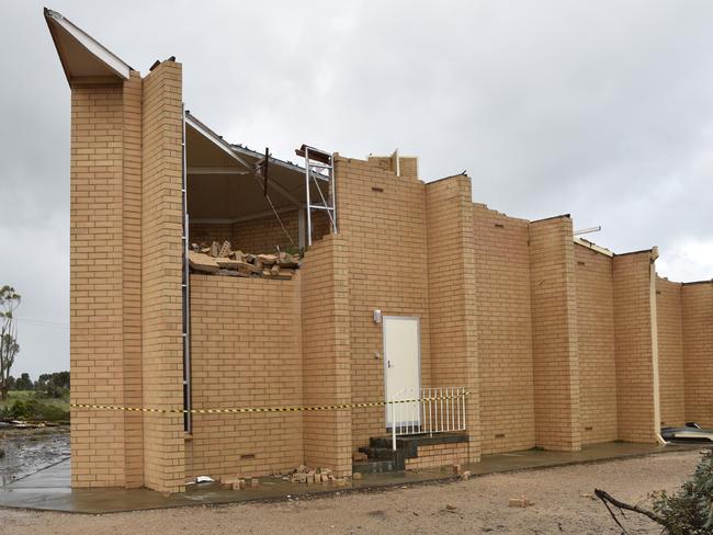 A church damaged after wild weather in Blyth.