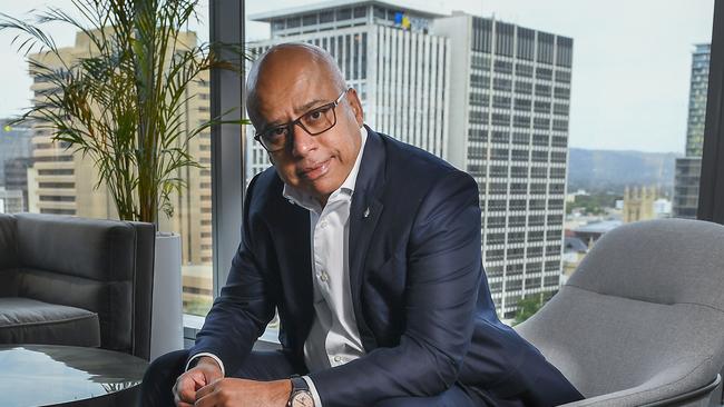 Sanjeev Gupta poses in his city office on the 10th floor of the EY  building in Adelaide Tuesday,October,22,2024.Picture Mark Brake