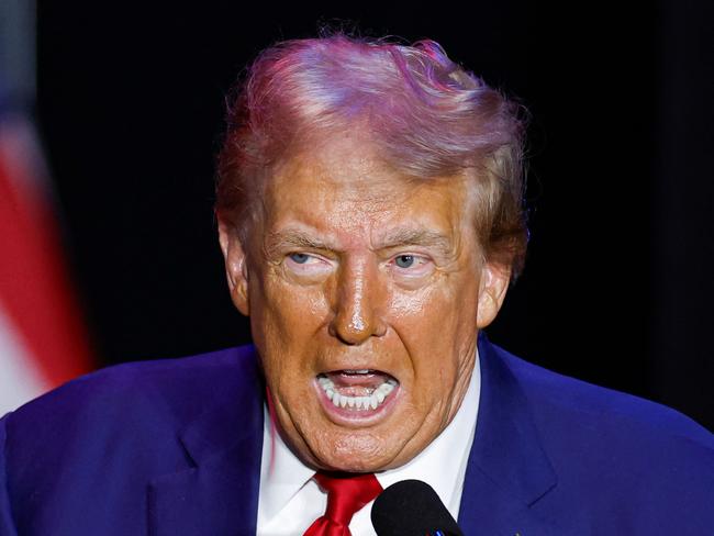 Former US President and Republican presidential candidate Donald Trump delivers remarks at the Prairie du Chien Area Arts Center in Prairie du Chien, Wisconsin, on September 28, 2024. (Photo by KAMIL KRZACZYNSKI / AFP)