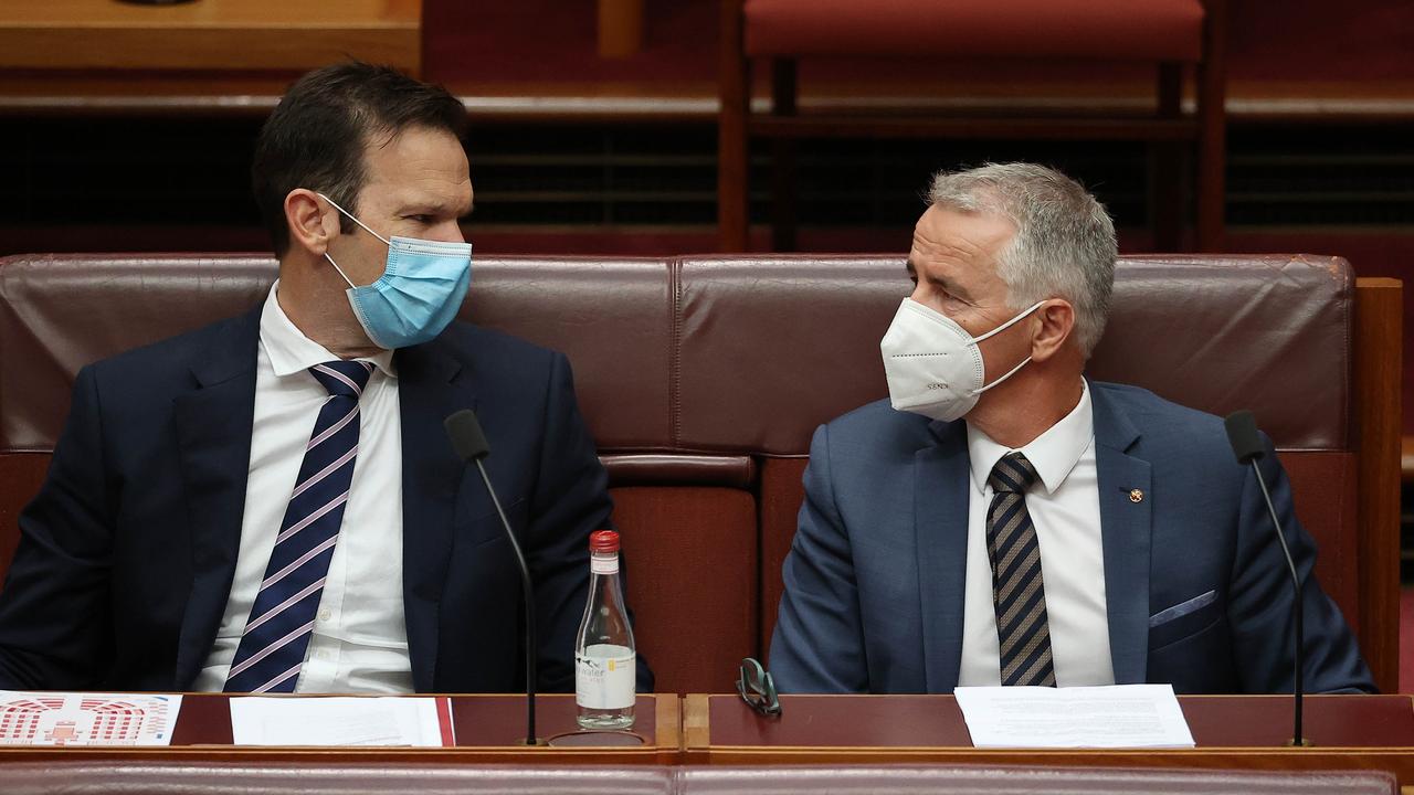 Two Queensland Senators, Matt Canavan and Gerard Rennick, who supported One Nation’s vaccine bill. Picture: NCA NewsWire / Gary Ramage