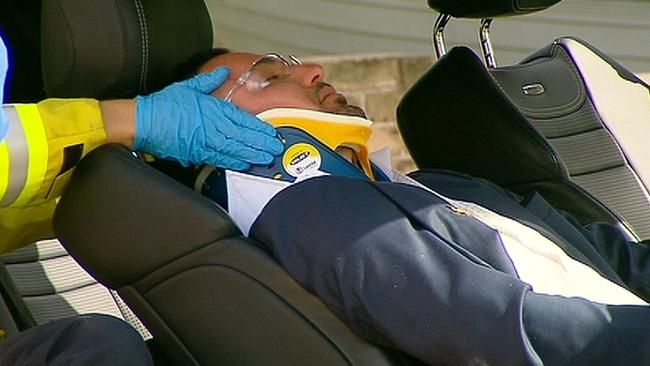 Salim Mehajer was injured in a crash on his way to court in October. Picture: Seven News