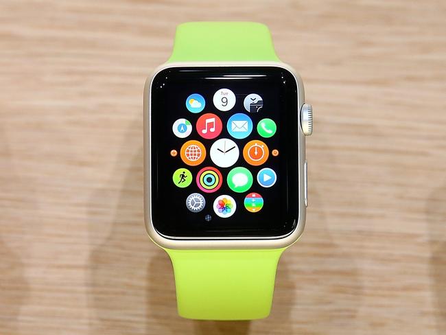 First look ... the new Apple Watch is displayed during at the Flint Center in Cupertino, California. Picture: Justin Sullivan/Getty Images/AFP