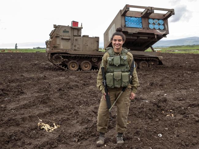 Israeli army sergeant Amit Malekin, 19, commander of a mobile rocket launcher, in the Israeli-annexed Golan Heights near the border between Israel and Syria on February 26, 2018. Picture: AFP