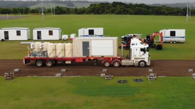 Temporary pods were set up on the Wollongbar sports fields to support flood affected victims near Lismore.