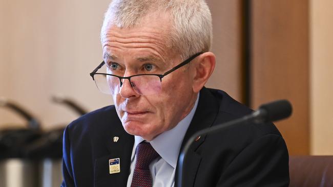 CANBERRA, AUSTRALIA, NewsWire Photos. MARCH 13, 2024: Senator Malcolm Roberts during the Senate Standing Committees On Legal And Constitutional Affairs COVID-19 Royal Commission public hearing at Parliament House in Canberra. Picture: NCA NewsWire / Martin Ollman