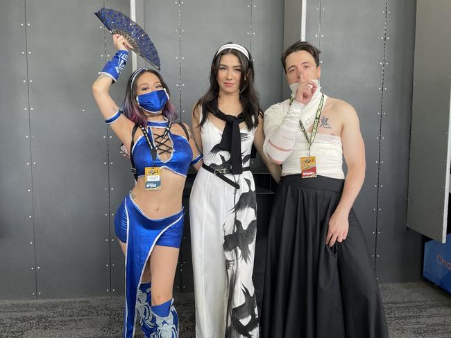 Lynn Taik, Nul Carlos and Chai Grimer at the 2024 PAX Aus Convention at the Melbourne Convention and Exhibition Centre. Picture: Himangi Singh