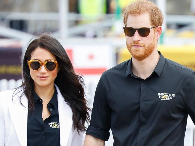 SYDNEY, AUSTRALIA - OCTOBER 20:  Prince Harry, Duke of Sussex and Meghan, Duchess of Sussex during the JLR Drive Day at Cockatoo Island on October 20, 2018 in Sydney, Australia.  (Photo by Chris Jackson/Getty Images for the Invictus Games Foundation)