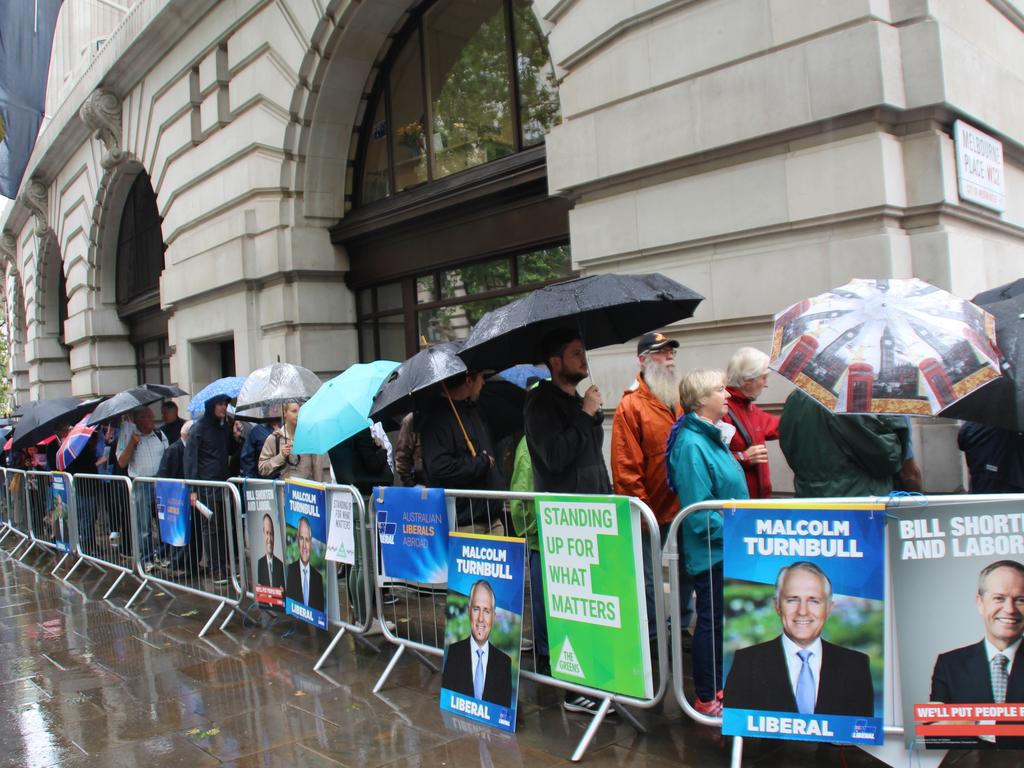 Traditionally, the busiest Australian overseas polling station is in London. Pictured here in 2016. Picture: Charles Miranda