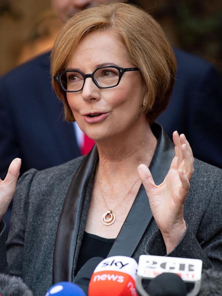 Julia Gillard made a plea to women to vote Labor. Picture: Wendell Teodoro/AFP