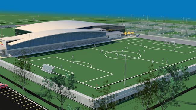 An artist’s impression of the main pitch at Football SA’s State Centre of Football at Gepps Cross. Picture: Supplied