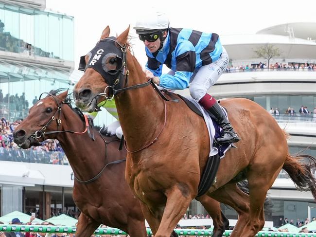 Smokin' Romans (NZ) ridden by Ben Melham wins the Queen Elizabeth Stakes at Flemington Racecourse on November 09, 2024 in Flemington, Australia. (Photo by George Sal/Racing Photos via Getty Images)