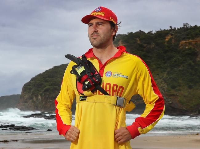 HOLD FOR HERALD SUN PIC DESK-------A lifeguard used his ÃluckyÃ surfboard to prevent a tragic drowning becoming a mass tragedy at a remote stretch of surf on the Mornington Peninsula.Chris Perrott, 24, jumped into the treacherous water at Bushrangers Bay near Cape Schanck clad only in his boardies when three women and a 13-year-old girl were swept off rocks. Picture: Alex Coppel.