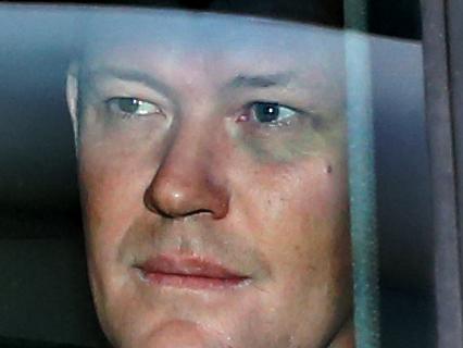 Pic of James Packer leaving his Bondi residence this morning.