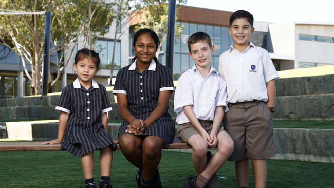 Eve Tjoeng, Ashini Vuppala, Oliver MacDonald and Amari Burbar are students at Australian Christian College in Marsden Park - one of the fastest-growing private schools in NSW. Picture: Richard Dobson