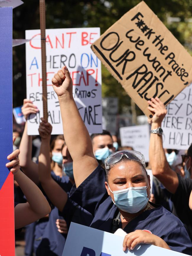 Nurses vent their anger outside Parliament