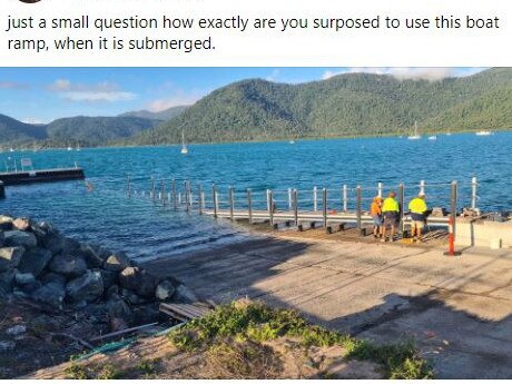 Recent social media posts confirmed councillors' comments that the community has been 'very vocal' about the new Shute Harbour boat ramp. Picture: Facebook.