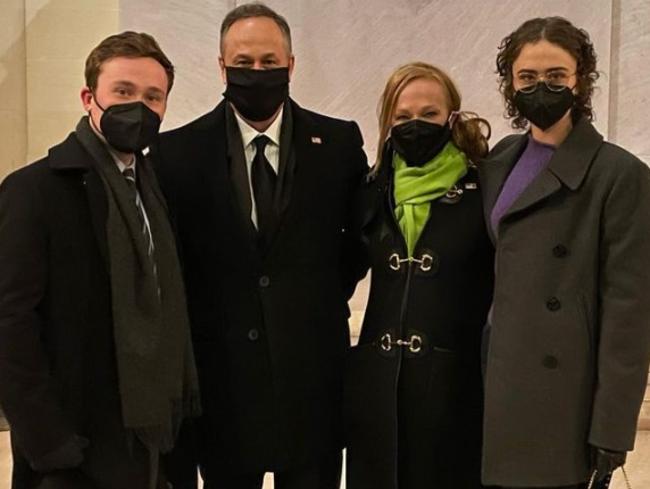 Doug and Kerstin Emhoff with their two children, while attending the inauguration in 2021.