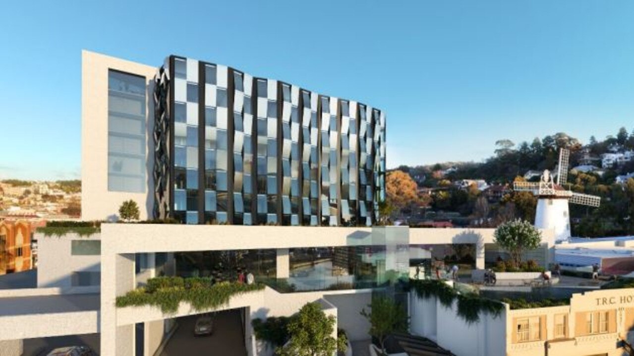 Render of JAC Group's proposed 12-storey Gorge Hotel on Paterson St, Launceston. Picture: Commercial Project Delivery