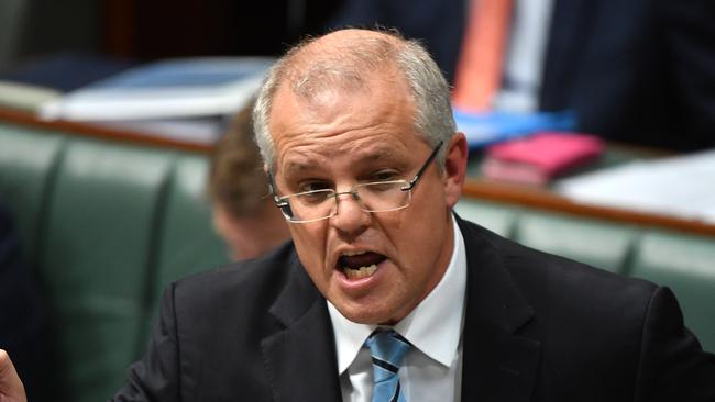 Treasurer Scott Morrison during Question Time in the House of Representatives at Parliament House in Canberra, Wednesday, February 7, 2018. (AAP Image/Mick Tsikas) NO ARCHIVING