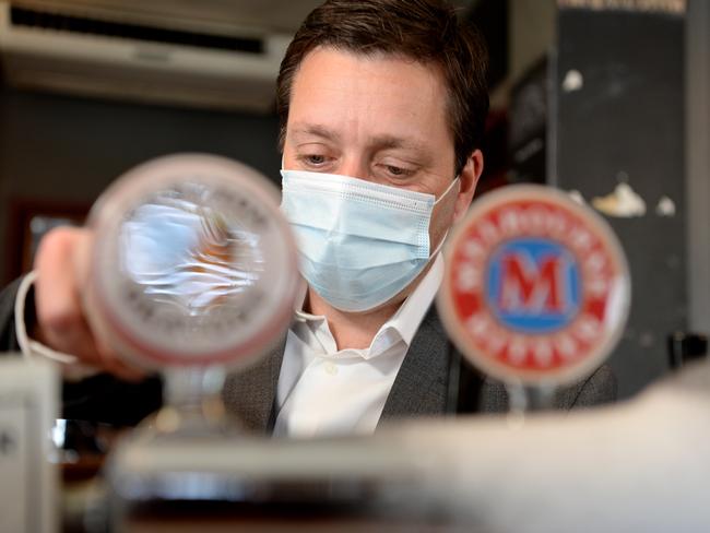 Victorian Opposition Leader Matthew Guy at the All Nations Hotel in Richmond. Picture: Andrew Henshaw