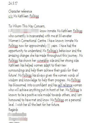 Folbigg letter written by baby killer.