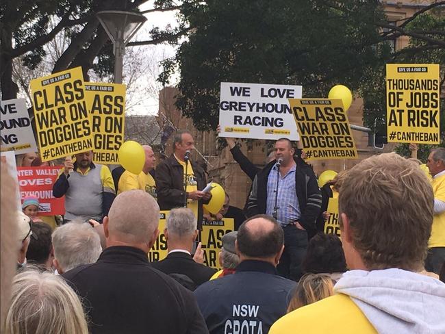 A greyhound van protest in Hyde Park. Picture: Twitter