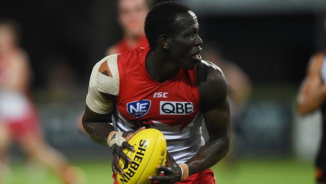 Aliir Aliir in action for Sydney against NT Thunder in the NEAFL. Picture: Helen Orr