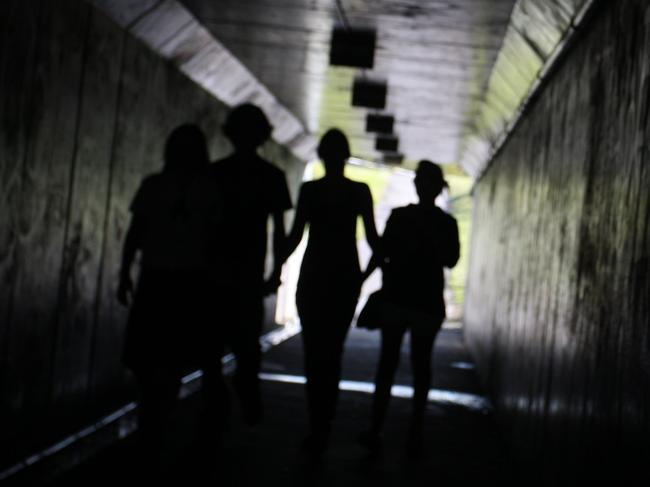 Teenagers in underpass tunnel.Photo Nicholas Falconer / Sunshine Coast Daily