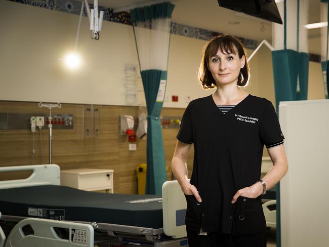 Emergency Psychiatrist Jacqueline Huber in the new PANDA wing at St. Vincent's Hospital. There has been a 600 per cent surge in demand for services to beat loneliness. Picture: Dylan Robinson