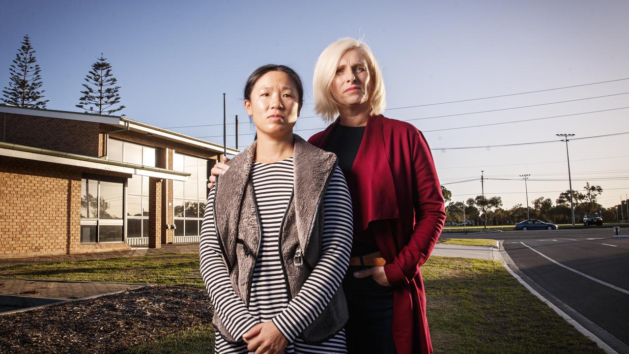 Firefighter wives Sarah Chia and Sue Rusalen at the Largs North Fire Station. Picture: Matt Turner