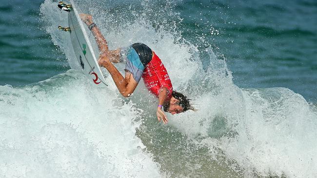 Central Coast surfer Matt Wilkinson in action competing in Round 2, Heat 24 of the Men's draw at the Australian Open of Surfing, Manly. Picture: Troy Snook